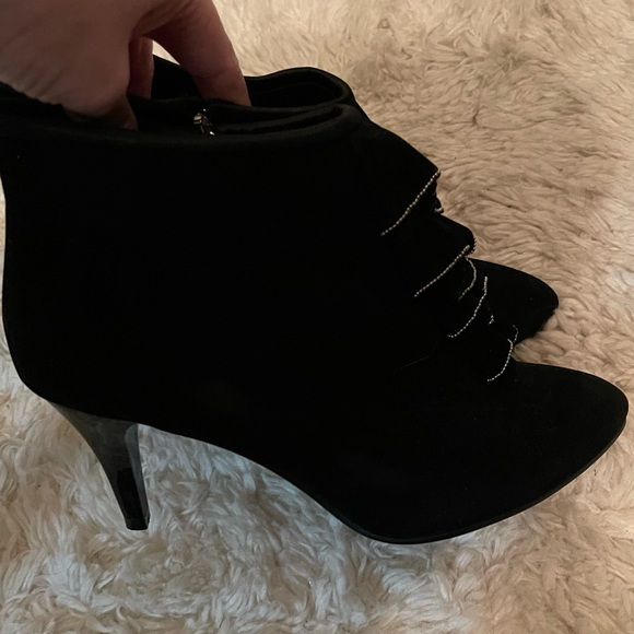 Kiss Kiss Italy Black Velvet Heeled Boots Silver Accents Size 8 - Picture 5 of 14